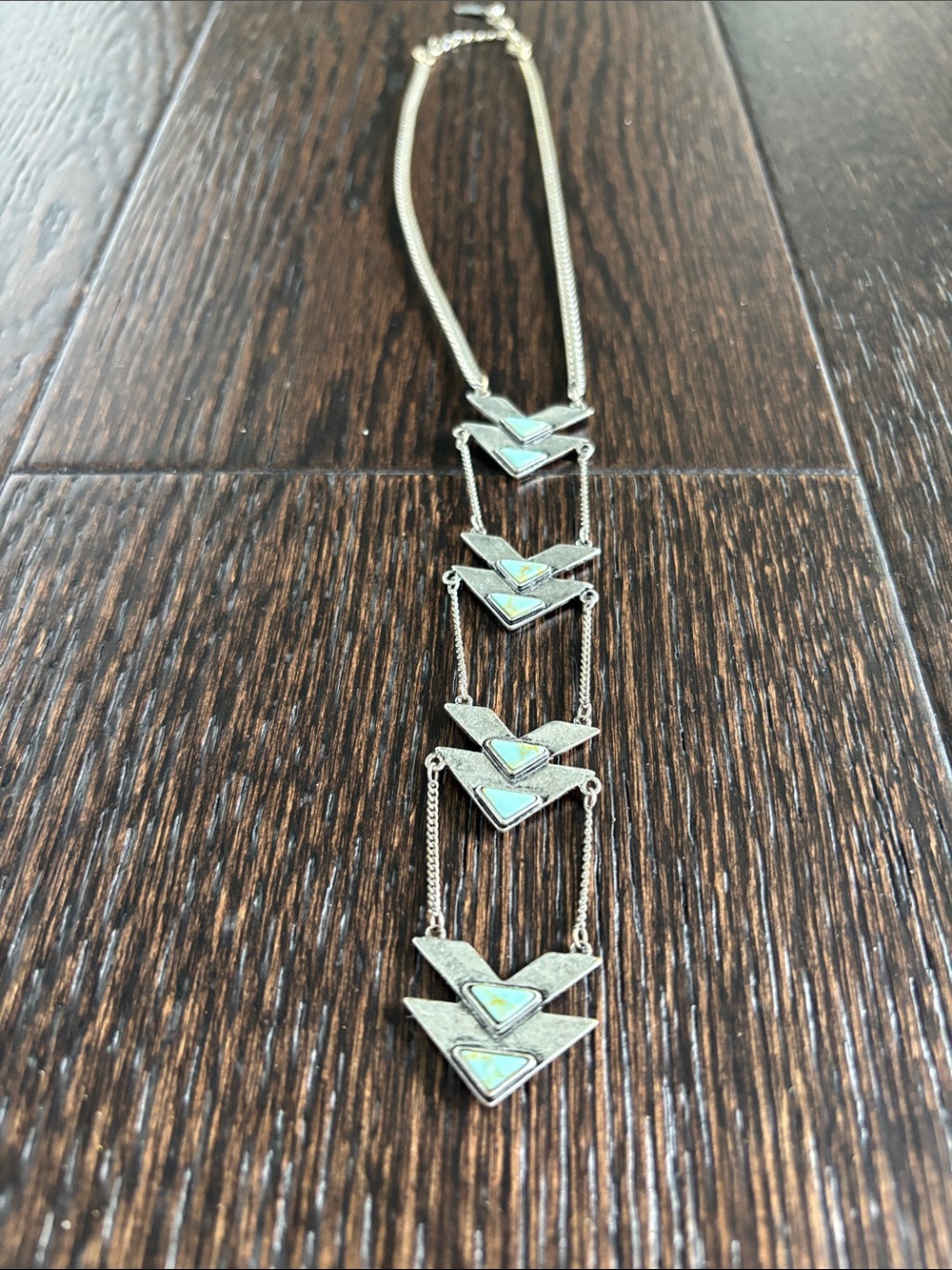 Silver-Tone Chevron Layered Necklace